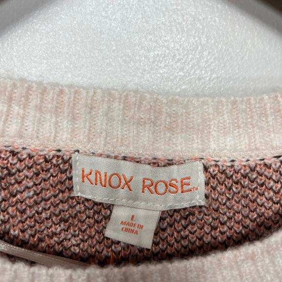 Knox Rose NWT Sweater Cottagecore Floral Blush Pink Oatmeal Casual Acrylic L $30 - Picture 4 of 7